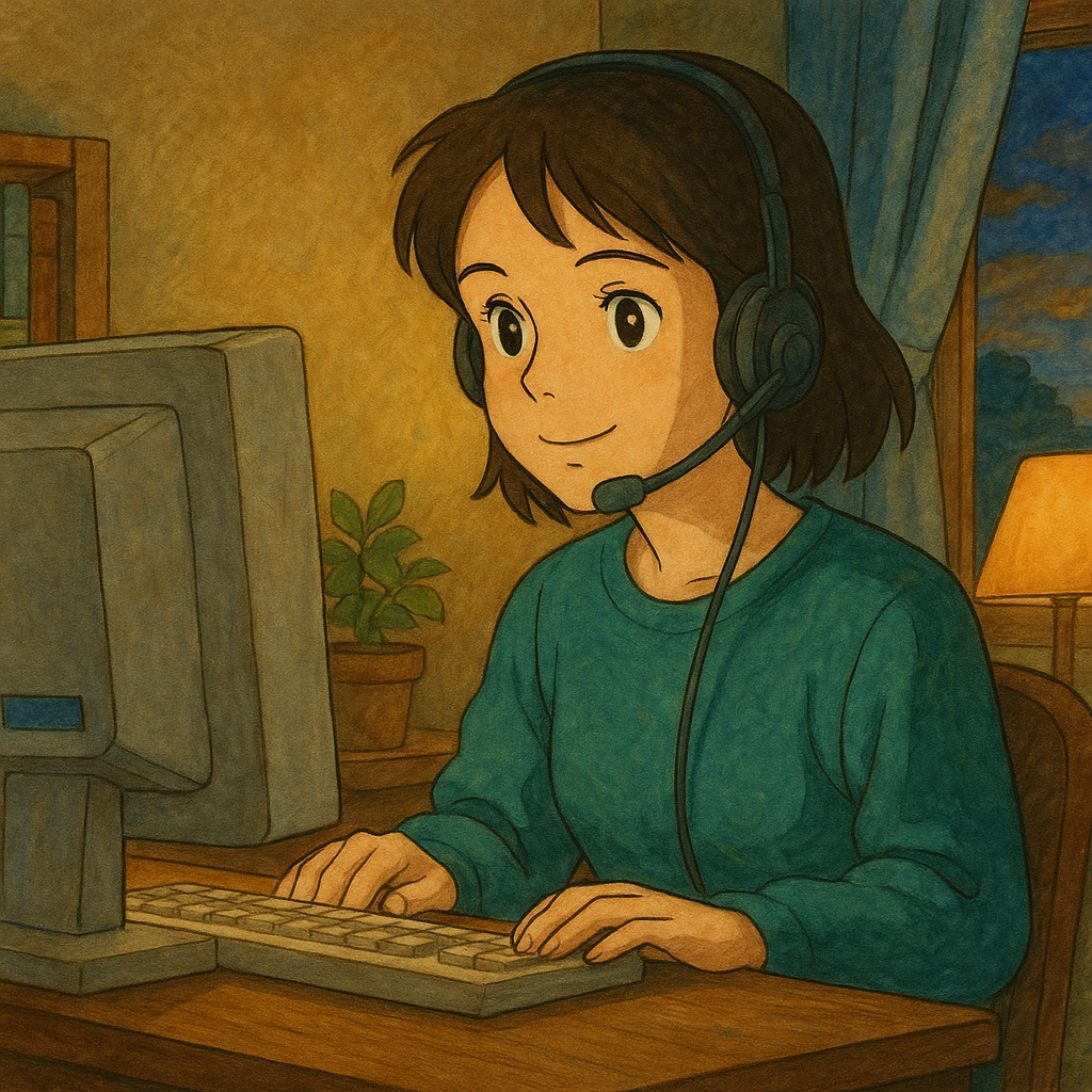 Agente desde call center (estilo Ghibli)